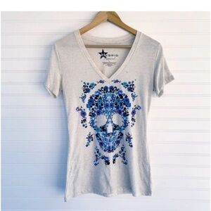 Hybrid Apparel Gray Graphic Fitted Short Sleeve Tee